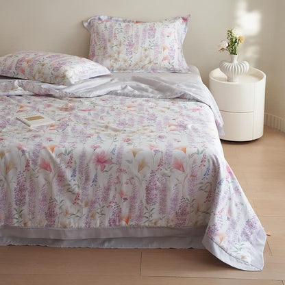 Set di biancheria da letto estiva rustica color lavanda (4 pezzi)