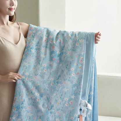 Set di biancheria da letto estiva floreale blu pastorale (4 pezzi)