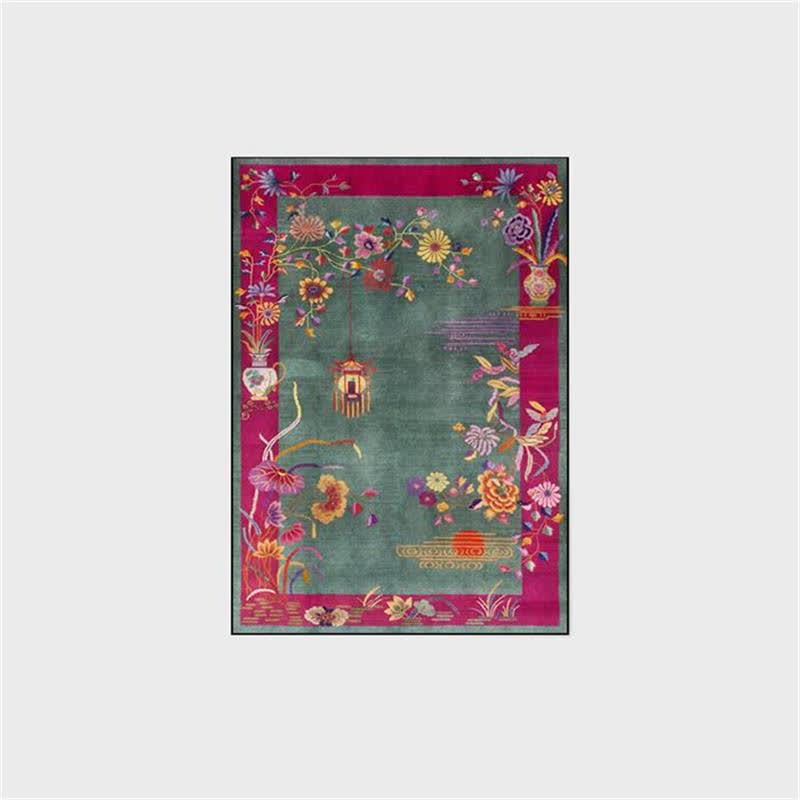 Tappeto antiscivolo lavabile con motivo floreale orientale