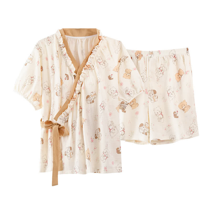 Set pigiama con reggiseno a maniche corte con stampa di cartoni animati