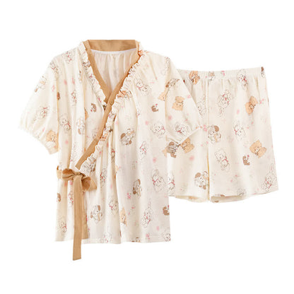 Set pigiama con reggiseno a maniche corte con stampa di cartoni animati