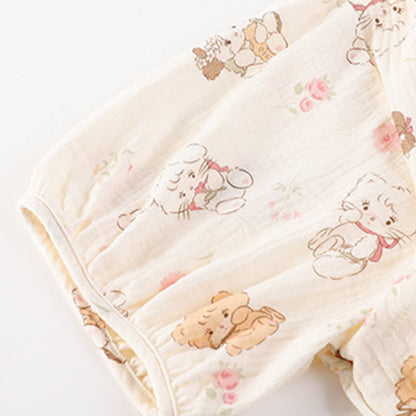 Set pigiama con reggiseno a maniche corte con stampa di cartoni animati