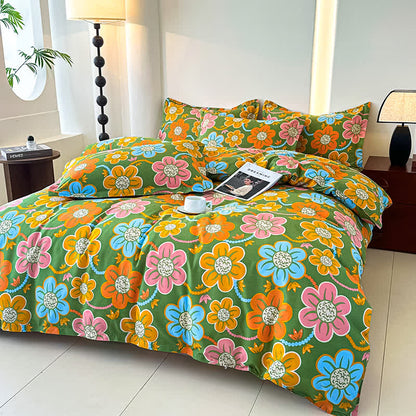 Set di biancheria da letto in garza di cotone morbido floreale in stile country (4 pezzi)