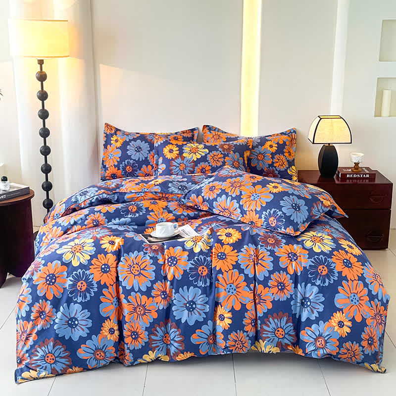 Set di biancheria da letto in morbida garza di cotone Retro Daisy (4 pezzi)