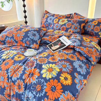 Set di biancheria da letto in morbida garza di cotone Retro Daisy (4 pezzi)
