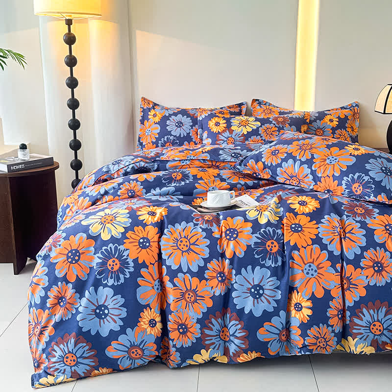 Set di biancheria da letto in morbida garza di cotone Retro Daisy (4 pezzi)