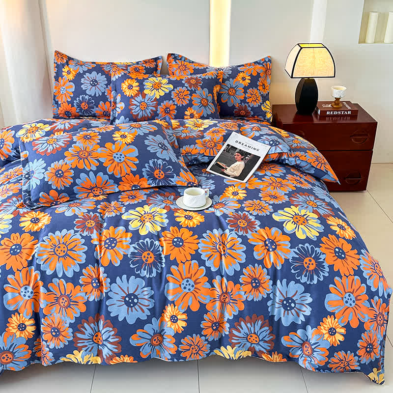 Set di biancheria da letto in morbida garza di cotone Retro Daisy (4 pezzi)