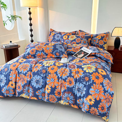 Set di biancheria da letto in morbida garza di cotone Retro Daisy (4 pezzi)