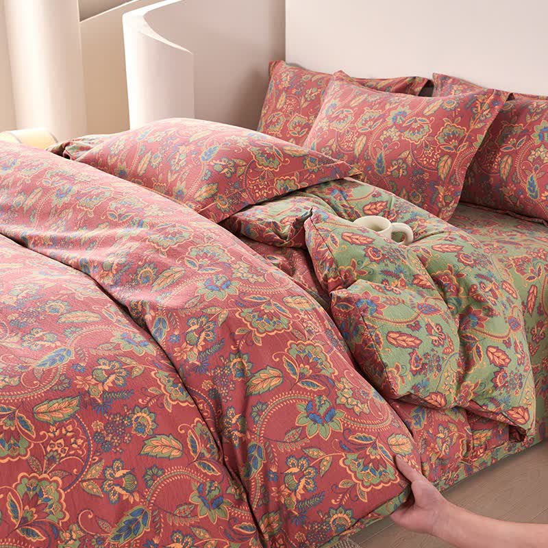 Set di biancheria da letto reversibile in cotone boemo (4 pezzi)