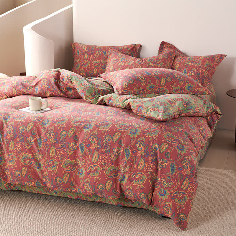 Set di biancheria da letto reversibile in cotone boemo (4 pezzi)