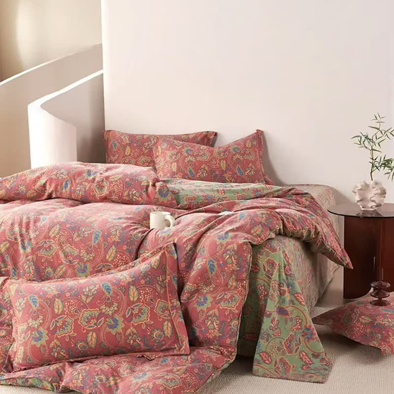 Set di biancheria da letto reversibile in cotone boemo (4 pezzi)