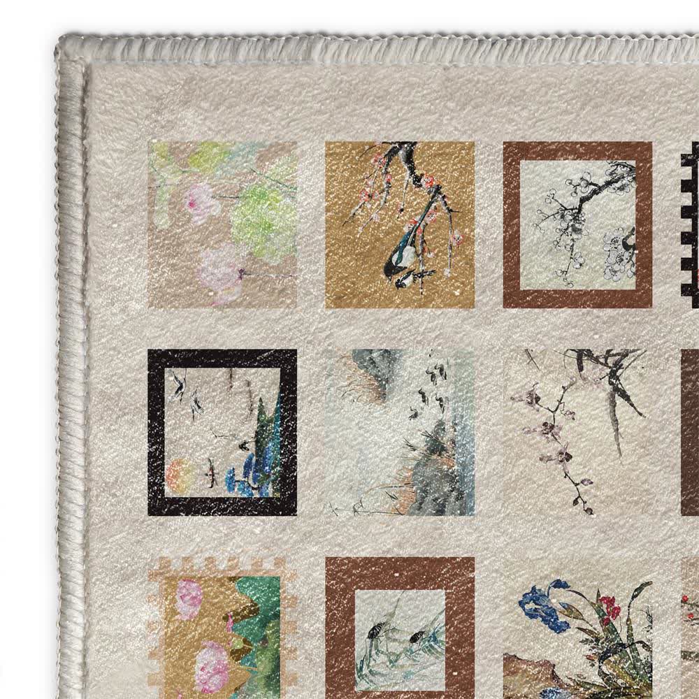 Tappeto lavabile antiscivolo morbido Floral Bird