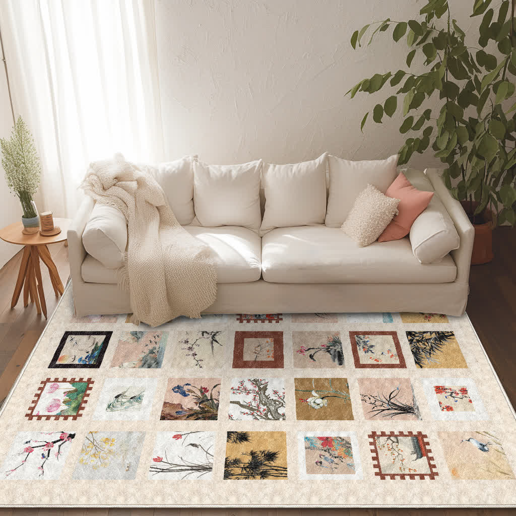 Tappeto lavabile antiscivolo morbido Floral Bird