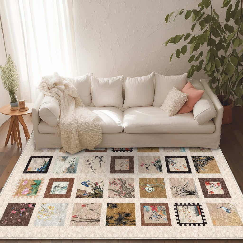 Tappeto lavabile antiscivolo morbido Floral Bird