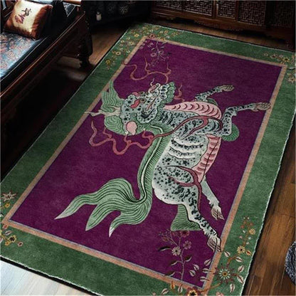 Tappeto lavabile Kirin in stile retrò orientale