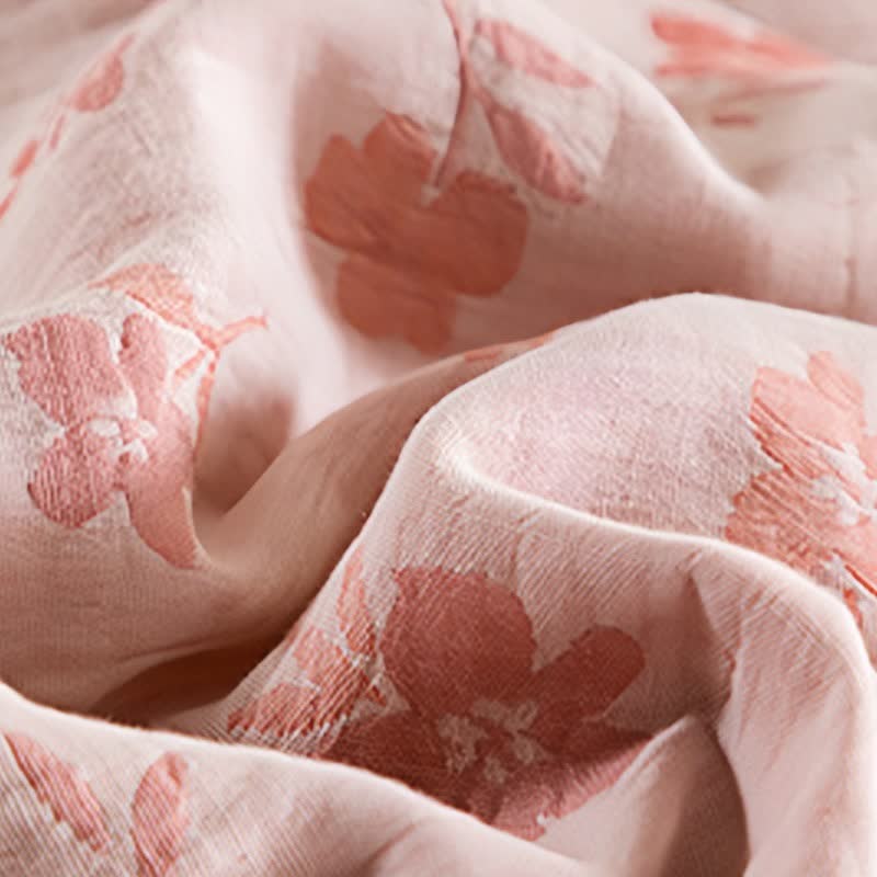 Trapunta estiva in cotone a doppio strato con motivo floreale rosa