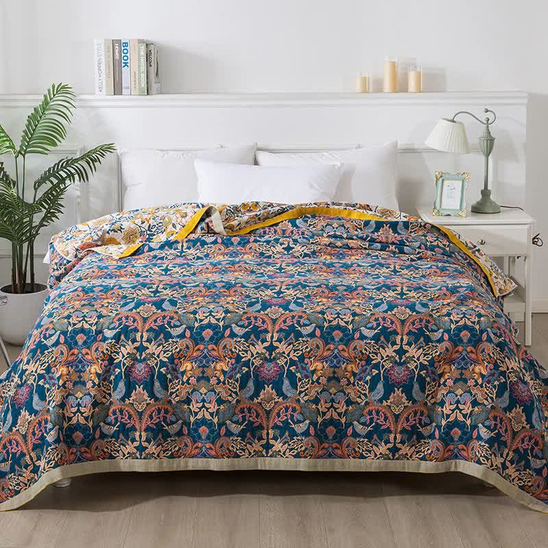 Trapunta reversibile in garza di cotone in stile bohémien