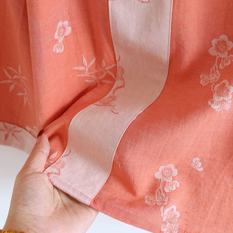 Loungewear a maniche lunghe in jacquard tinto in filo di cotone vintage