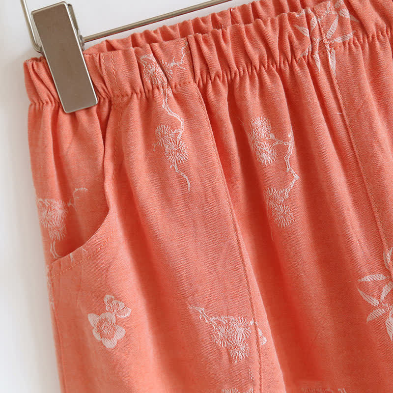 Loungewear a maniche lunghe in jacquard tinto in filo di cotone vintage