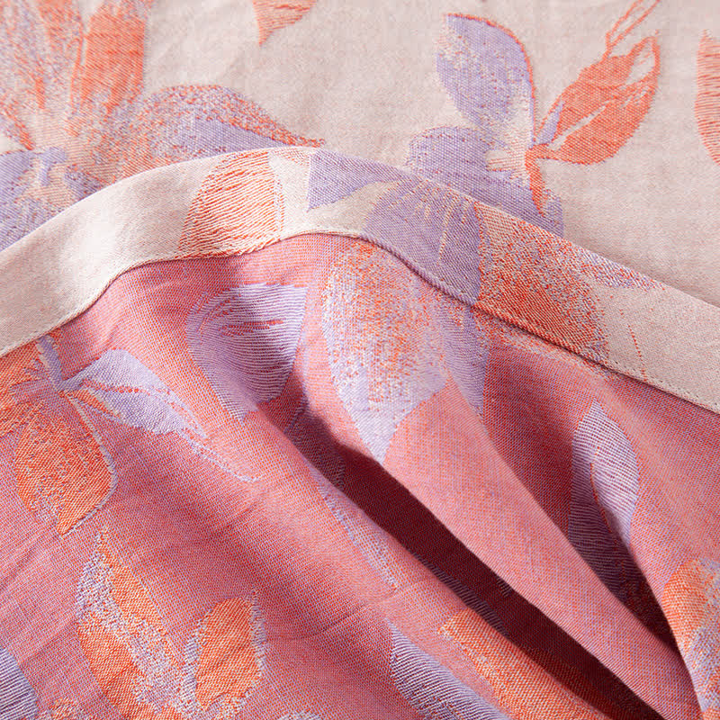 Camicia da notte vintage in cotone tinto in filo con scollo rotondo