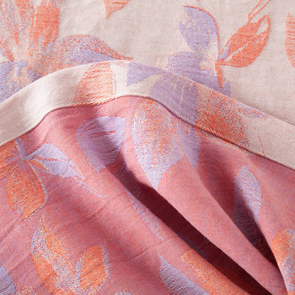 Camicia da notte vintage in cotone tinto in filo con scollo rotondo