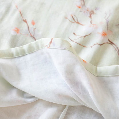 Camicia da notte in cotone con scollo rotondo e motivo a fiori di prugna