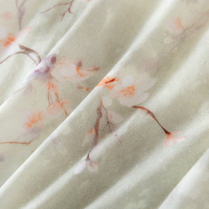 Camicia da notte in cotone con scollo rotondo e motivo a fiori di prugna