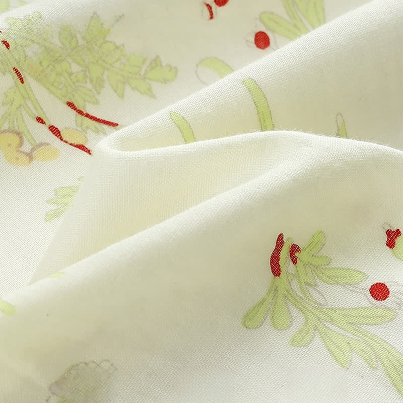 Camicia da notte in kimono pastorale in garza di cotone