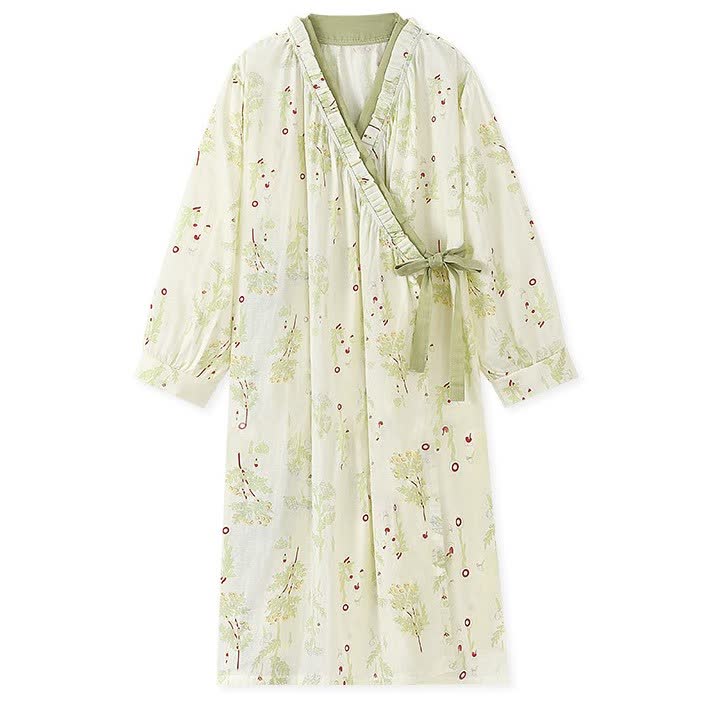 Camicia da notte kimono a maniche lunghe in garza di cotone - L - image 0