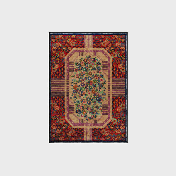 Tappeto pieghevole antiscivolo per interni ed esterni con motivo floreale vintage
