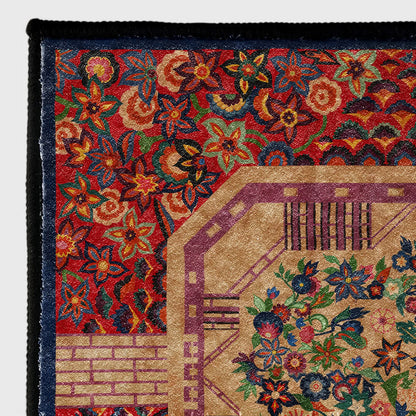 Tappeto pieghevole antiscivolo per interni ed esterni con motivo floreale vintage