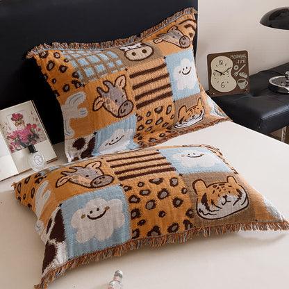 Trapunta con nappe in garza di cotone a quattro strati con stampa animalier