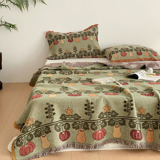 Trapunta con nappe in garza di cotone a quattro strati con stampa di zucca