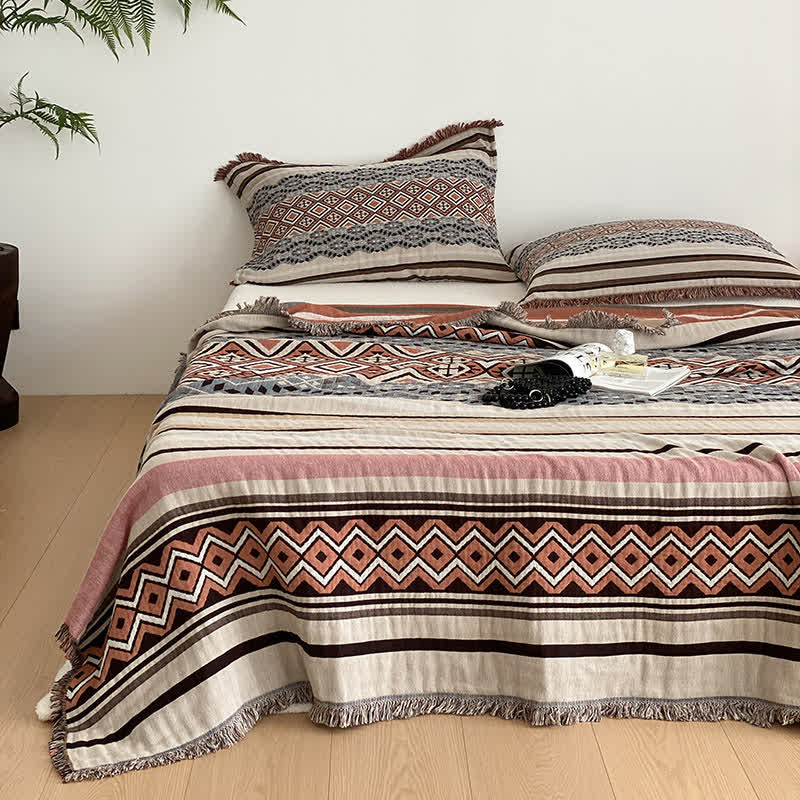 Trapunta con nappe in garza di cotone a quattro strati in stile etnico