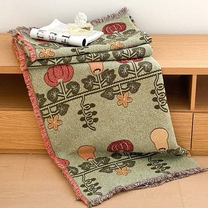 Trapunta con nappe in garza di cotone a quattro strati con stampa di zucca
