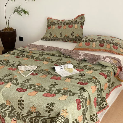 Trapunta con nappe in garza di cotone a quattro strati con stampa di zucca