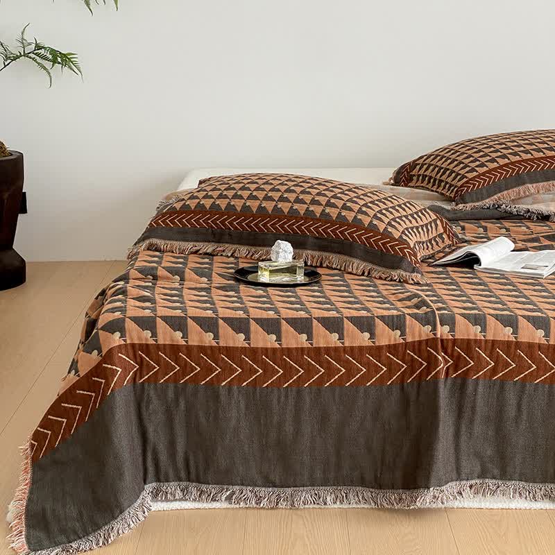 Trapunta con nappe in garza di cotone a quattro strati con motivo geometrico