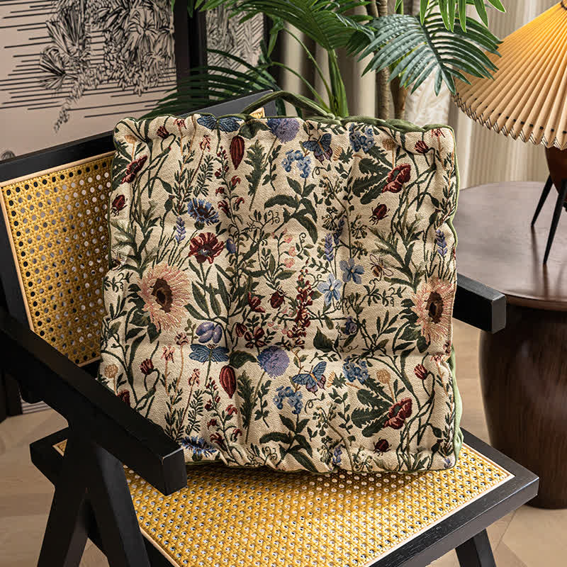 Cuscino per seduta morbido con motivo floreale jacquard
