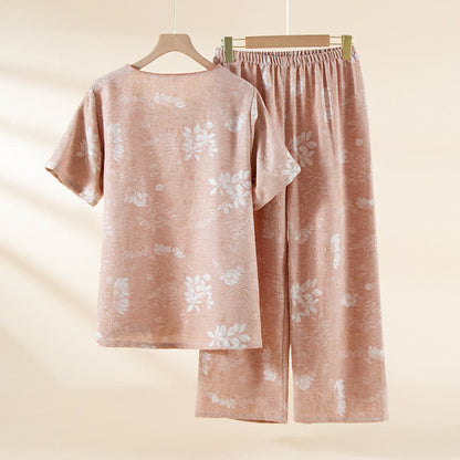 Loungewear con bottoni in perline in jacquard vintage in cotone tinto in filo