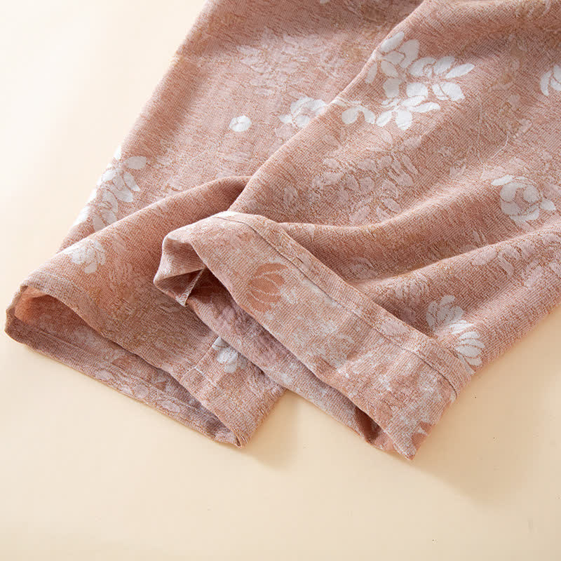Loungewear con bottoni in perline in jacquard vintage in cotone tinto in filo