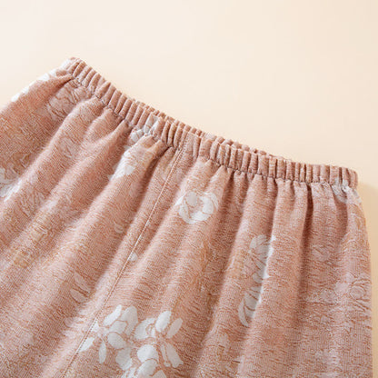 Loungewear con bottoni in perline in jacquard vintage in cotone tinto in filo