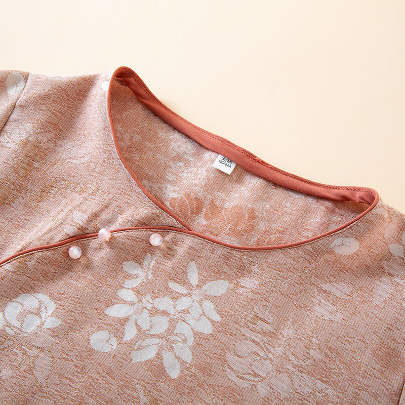 Loungewear con bottoni in perline in jacquard vintage in cotone tinto in filo