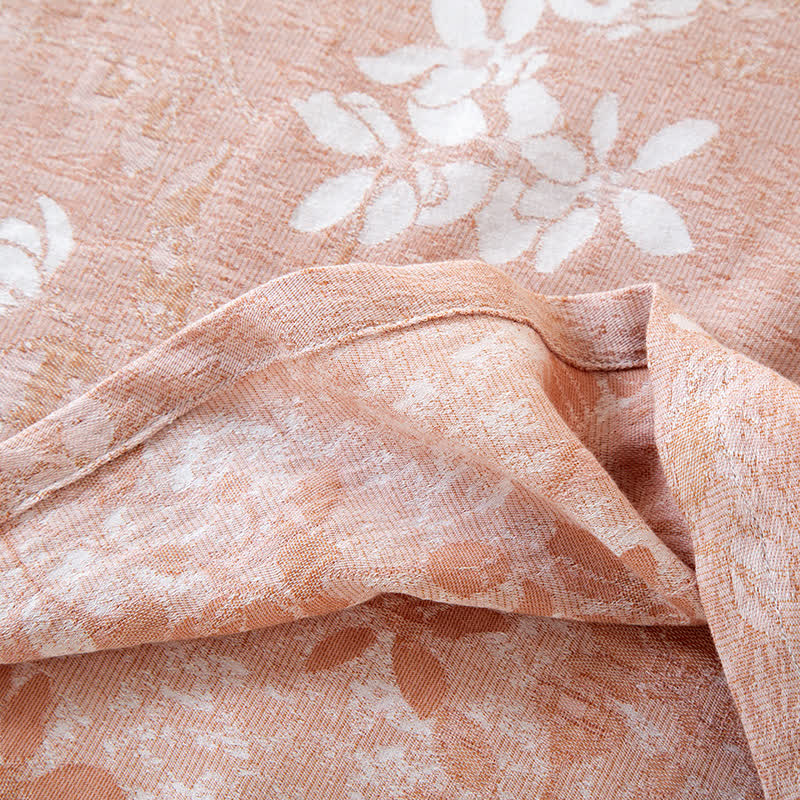 Loungewear con bottoni in perline in jacquard vintage in cotone tinto in filo
