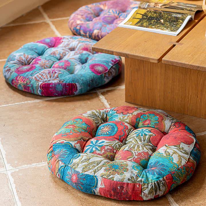 Cuscino decorativo da pavimento con motivo floreale bohémien