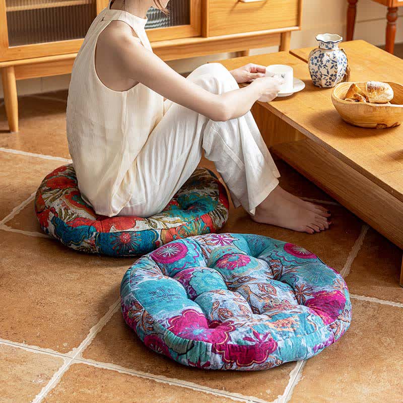 Cuscino decorativo da pavimento con motivo floreale bohémien