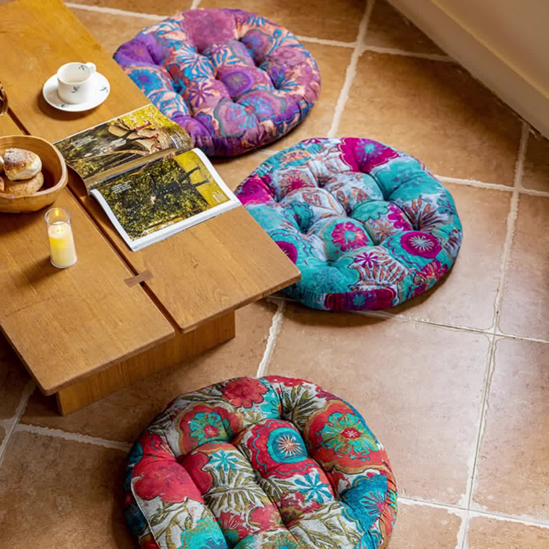 Cuscino decorativo da pavimento con motivo floreale bohémien