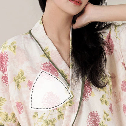 Camicia da notte imbottita a maniche corte con tasca in stile country floreale