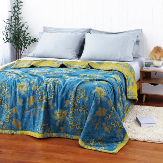Trapunta estiva in puro cotone doppio filato jacquard retrò
