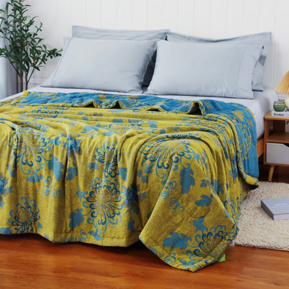 Trapunta estiva in puro cotone doppio filato jacquard retrò