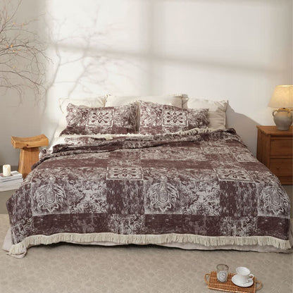 Trapunta con nappe morbide in garza di puro cotone in stile etnico